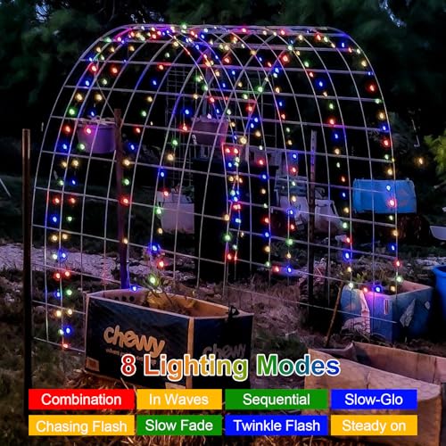 QITONG Multicolor Solar Fairy Lights, 2 Pack Each 66ft 200 LED String Lights Outdoor, Silver Wire Solar Christmas Lights with 8 Modes - color: Multicolor