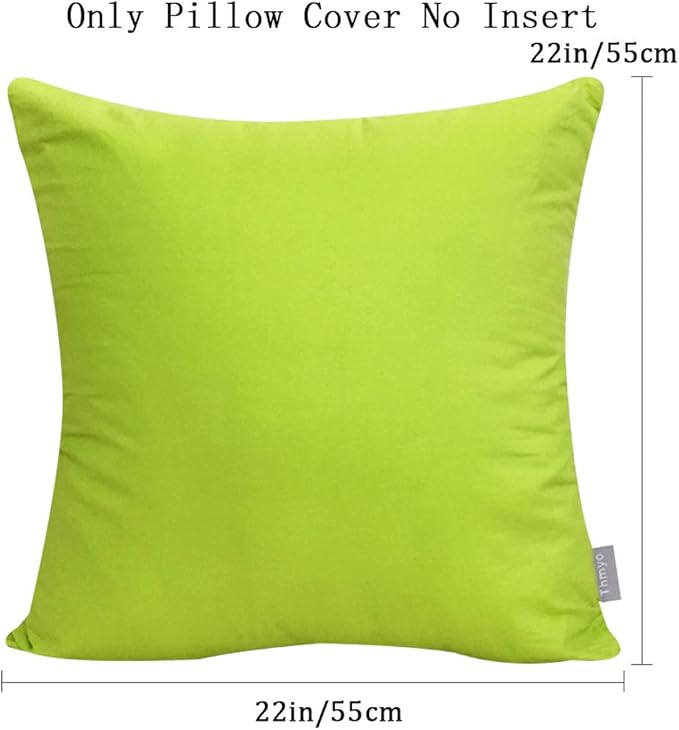 Thmyo 4-Pack 100% Cotton Comfortable Solid Decorative Throw Pillow Case Square Cushion Cover Pillowcase Sublimation Blank Pillow Covers DIY Throw Pillowcase for Couch(22x22 inch/ 55x55cm,Light Green)