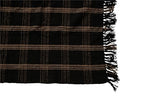 Plaid Black & Tan Fringed Woven Cotton Blend Throw - color: Black, size: One Size
