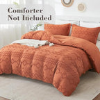 EMME Duvet Cover Set Microfiber, Tufted King Duvet Cover Set, Boho Bedding Sets for All Seasons, 3 Pieces Embroidery Chic Duvet Cover Full, 1 Duvet Cover + 2 Pillowcases (Pumpkin, King) - color: 23 - Pumpkin, size: King(104"×90")