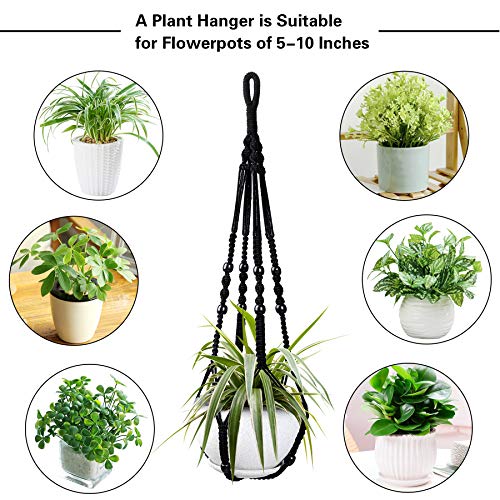 Augshy Macrame Hanging Planter, 2 Pack Hanging Planters for Indoor Plants Indoor Outdoor Decor Handmade Hanging Plant Holder(35 Inch) - color: Black, size: 35 Inches