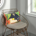 Creative Co-Op Cotton Blend Velvet Printed Lumbar Pillow with Cheetah Image and Eyelash Fringe, Multi Color - color: Navy, size: Lumbar