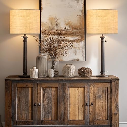 GO&SO Medium Drum Lamp Shades Set of 2 Woven Lampshades, 13" L x 13" H (E26 Spider),Farmhouse Lampshades for Table Lamp & Bedside Lamps, Replacement Lamp Shade In Hand Crafted,Easy Assembly Required - color: Hand-woven fabric, size: 13*13*10IN-2PC