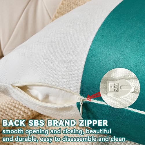 AmHoo Pack of 2 Velvet Panel Cotton Pillow Covers Decorative Pillowcase Cushion for Couch Sofa Bedroom 18 x 18-Inch Teal Green - color: Teal Green, size: 18" x 18" (Pack of 2)