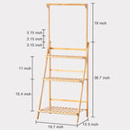 COPREE Bamboo 3-Tier Hanging Plant Stand Planter Shelves Flower Pot Organizer Rack Folding Display Shelving Plants Shelf Unit Holder