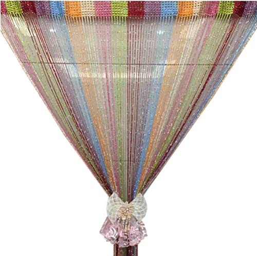ave split Decorative Door String Curtain Wall Panel Fringe Window Room Divider Blind Divider Tassel Screen Home 100cm*200cm (Old Colorfull) - color: Old Colorfull