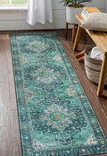 Moynesa Ultra-Thin Washable Teal Non Slip Bathroom Rug - 2x6 Laundry Room Mat, Machine Washable Non-Slip Pet Friendly Carpet Runner for Camper RV Foyer Kitchen Hallway - color: Teal, size: 2' x 6'