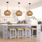 Farmhouse Rattan Pendant Lights 13.8" Wicker Hand-Woven Wicker Chandelier 1-Light Coastal Seagrass Hanging Light Fixture for Kitchen Island Bedroom Dining Room Hallway Entry Bar Restaurant - color: Coffee-A
