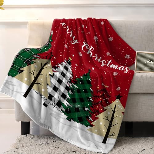 Red Merry Christmas Throw Blankets, Green Christmas Tree Soft Fleece Blanket Decorative for Home Sofa Couch Chair Living Bedroom,40x50 Inches, White Snow Forest Winter - color: Christmas-lxm12886, size: 40x50 Inch