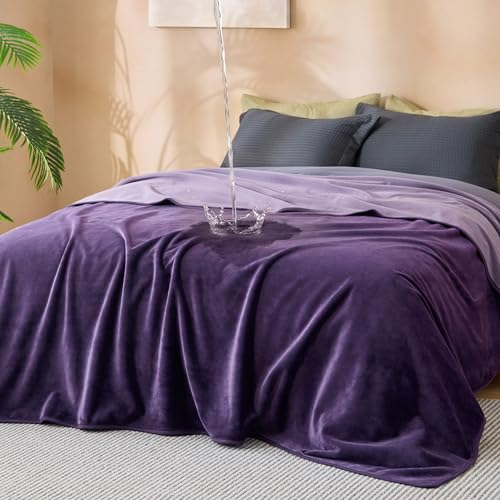 Bedsure Waterproof Blanket for Bed King Size 86"x108"- Soft Flannel Fleece Leakproof Throw Blanket Couch Cover Protector for Large Dogs Pet for Camping, Travel, Eggplant - color: Eggplant, size: King(86x108")