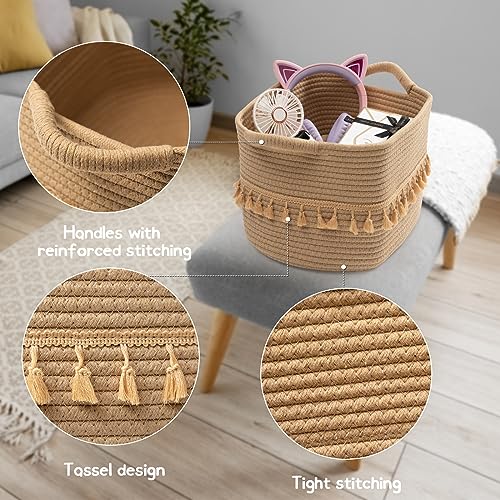 TeoKJ Storage Basket 3 Pack for Organizing, Rope Cotton Baskets for Toy, Clothes, Blankets, Decorative Basket for Living Room, Nursery, Bathroom, Jute - color: Jute, size: 3 Pack