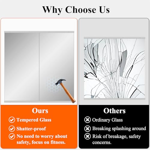Ruomeng Home Gym Mirror, 55''x30''x2PCS Full Length, Large Frameless Body Mirror Tempered Glass for Gym, Workout, Yoga, Garage, Dance Studio - size: 55"x30"-2pcs