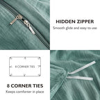 EMME Muslin Cotton Duvet Cover Set Teal King Size Linen Like Soft Breathable Lightweight Summer Comforter Cover Set with Zipper Closure (Teal, King, 104"x90") - color: 03 - Teal, size: King(104"×90")