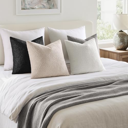 MIULEE Pack of 4 Decorative Textured Boucle Throw Pillow Covers 20x20 Inch Black White Accent Solid Pillow Cases Soft Couch Cushion Covers Modern Farmhouse Boho Chair Sofa Bed Livingroom Home Decor - color: Black White, size: 20" x 20" (Pack of 4)