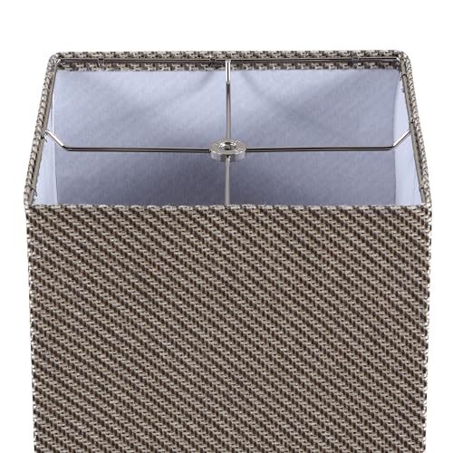 Aspen Creative 38703-2, K/D Hardback Square Contemporary Collapsible Spider Shade, (10+10)" Top x (10+10)" Bottom x 14-1/4" Height, Brown Rattan Look Linen Textured Fabric, Set of 2 - size: 10+10" Top x 10+10" Bottom x 14-1/8" Height