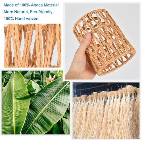 MELUCEE 5 Pack Rattan Lamp Shade, Small Boho Lamp Shades Replacement, 1.65in Fitter Light Covers, Cylinder Woven Lampshade for Floor Lamps Pendant Light Chandelier Wall Sconces - size: 5 Pack