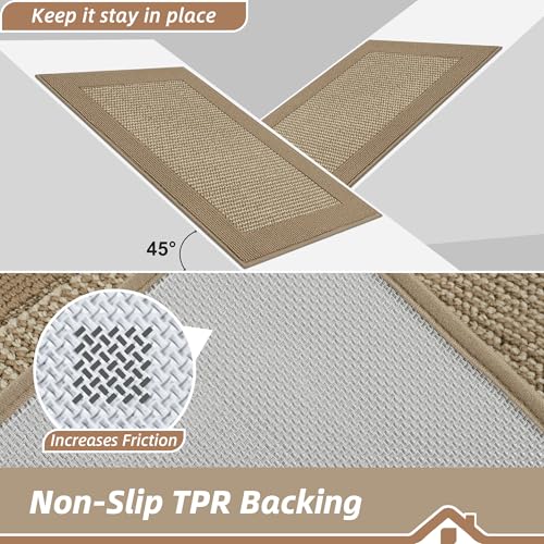 BEQHAUSE Indoor Door Mat 20" x 48", Dirt Trapper Door Mats Non-Slip Entryway Rugs Washable, Trap Dirt Absorbent Welcome Mat, Low Profile Floor Mats for Front Back Door and Entryway, Beige - color: Beige, size: 20" X 48" (Rectangular)