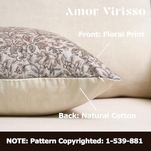 Amor Virisso Floral Throw Pillow Covers 20x20 Set of 2 Vintage Block Print Pillow Covers Decorative Pillow Covers Couch Pillows for Living Room Farmhouse Accent Sofa Pillows, Red/Sand - color: Red/Sand, size: 20" x 20" (Pack of 2)