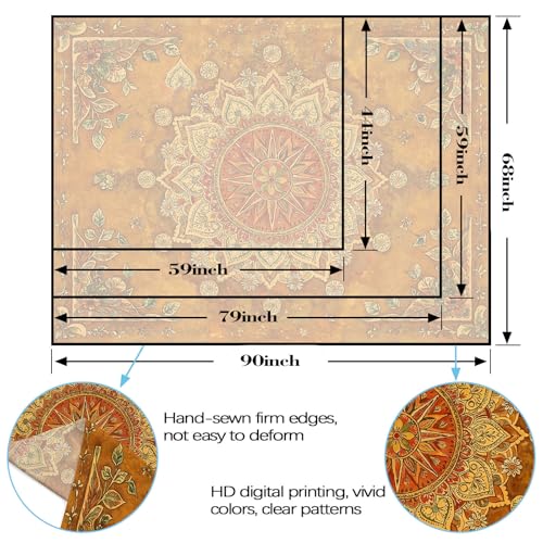 Lunerfex Floral Mandala Tapestry Boho Tapestry for Bedroom Brown Tapestries Wall Hanging Living Room Wall Art and Home Decor 60x80 - color: Orange Brown, size: 80"L x 60"W