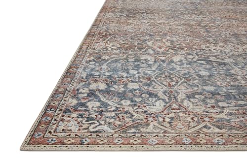 Loloi Chris Loves Julia Jules Collection JUL-06 Denim/Spice 5'-0'' x 7'-6'', .13" Pile Height, Area Rug - color: Denim / Spice, size: 5' x 7'6" (Rectangular)
