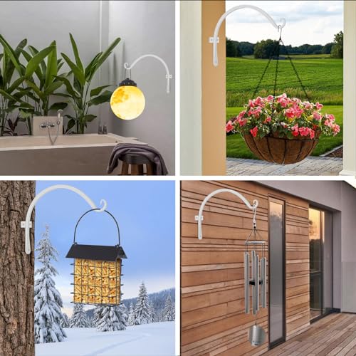FEED GARDEN 2 Pack 12 Inch Hanging Plant Bracket Wall Hooks Decorative Plant Hangers for Outdoor Hanging Bird Feeders, Wind Chimes, Plant Baskets, White - color: White, size: 12 Inch