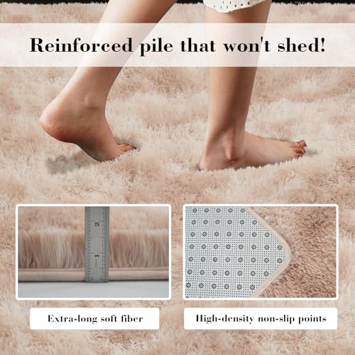 Fluffy Rug Shag Area Rug, Mottling Beige 2x4 Area Rugs for Bedroom, Small Bedside Rug, Soft Fluffy Shag Entryway Throw Rugs for Living Room Bedroom Room Home Decor - color: Mottling Orange, size: 2' x 4' (Rectangular)