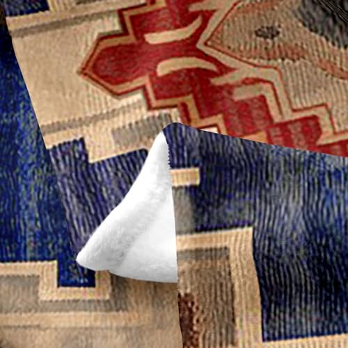 Erosebridal Boho Blanket Queen Inch, Boho Exotic Throw Blanket, Retro Blue Yellow Ombre Red Floral Bohemian Tribal Fleece Blanket, Vintage Antique Lattice Grid Damask Medallion Egyptian Fuzzy Blanket - color: Multi 01, size: Queen