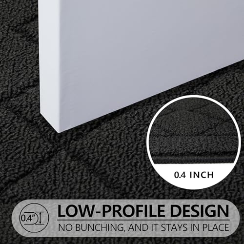 REFETONE Indoor Doormat, Front Back Door Mat 24"x36" Rubber Backing Non Slip Mats, Absorbent Washable Entrance Doormat for Entryway, Resist Dirt Low-Profile Inside Floor Mat for Muddy Shoes, Black - color: Big Plaid Black, size: 2' x 3' (Rectangular)