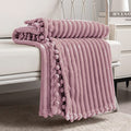 DISSA Fleece Blanket Twin Size – 60x80, Pink - Soft, Plush, Fluffy, Fuzzy, Warm, Cozy – Perfect Throw for Couch, Bed, Sofa - with Pompom Fringe - Flannel Blanket - color: Pink, size: 60x80"