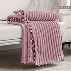 DISSA Fleece Blanket Twin Size – 60x80, Pink - Soft, Plush, Fluffy, Fuzzy, Warm, Cozy – Perfect Throw for Couch, Bed, Sofa - with Pompom Fringe - Flannel Blanket - color: Pink, size: 60x80"