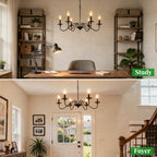 Black Chandelier, 6-Light Farmhouse Candle Chandelier 29'', Rustic Industrial Hanging Light Fixture for Dining Room, Kitchen Island, Living Room, Entryway, Bedroom, Foyer - color: Matte Black
