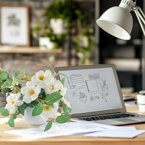 Artificial Fake Hanging Flowers Faux Daisy Plants Basket for Outdoor Flower Decor Party Exhibition Center Wedding Home Decoration- White - color: White