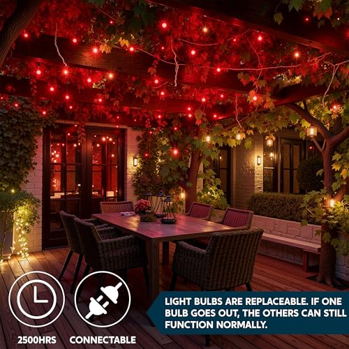 Joiedomi Christmas String Lights Indoor,100 Count Mini Red Light,21.4 FT Lighting Decor for Patio Dorm Classroom Bedroom Holiday Wedding Party Garland Birthday Festival,White Wire - color: Red, size: 100ct
