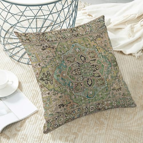 Boho Pillow Covers 18x18 Set of 2 Ethnic Sage Green Carpet Throw Pillow Covers Bohemian Style Vintage Rug Pillowcase Farmhouse Linen Cushion Case for Home Sofa Couch Outdoor Decor - color: Boho-green-b, size: 18" x 18" (Pack of 2)