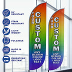 Custom Feather Flag by DreamController, Personalized Swooper Flag with Photo, Text or Logo, 11.5x2.5 FT Single-Sided HD Print, Optional Add-On 15 FT Pole Kit & Ground Spike, Made in USA, Fast Delivery - color: Feather Flag +/– Ground Spike Kit Custom