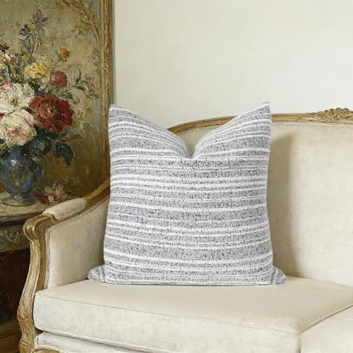Slow Cow Boho Chenille Textured Woven Stripe Throw Pillow Covers 18x18 Decorative Cushion Cover Square Chenille Pillow Case for Sofa Couch Bed - color: Grey, size: 18" x 18" (Pack of 1)
