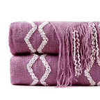 BOURINA Fluffy Chenille Knitted Fringe Throw Blanket Lightweight Soft Cozy for Bed Sofa Chair Throw Blankets Deep Purple 50" x 60" - color: A-purple, size: 50"×60"