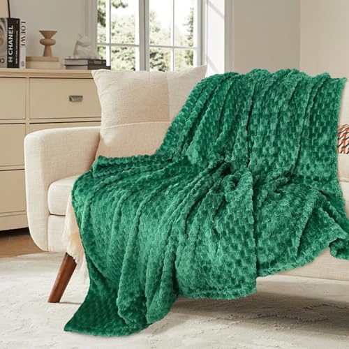 6Pcs Fleece Throw Blanket Bulk for Bed Couch, 3D Turtle Shell Jacquard Decorative Blankets 50X60in, Lightweight Fuzzy Flannel Blanket for Wedding Gifts, Office, Homeless Donation(Green) - color: Green