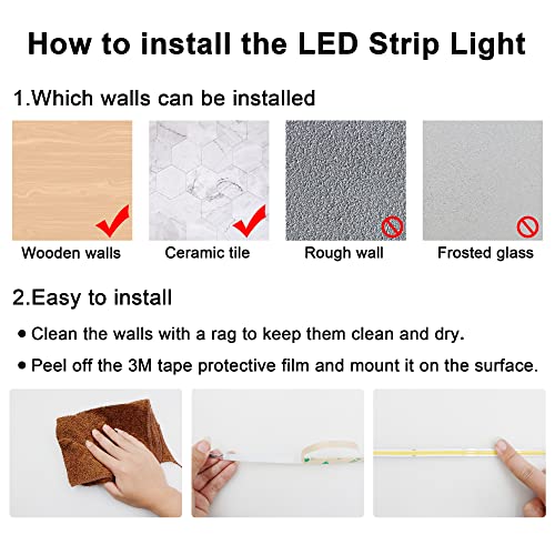 AXMOTUT COB LED Strip Light Warm White, High Bright LED Strips with 2400LEDs, RF Remote and UL Power Supply, 3000K Dimmable LED Lights for Bedroom, Kitchen, DIY Home Decoration - color: Warm White 3000K, size: 16.4FT