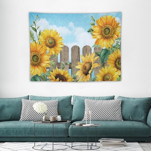 Sunflower Tapestry,Watercolor Flower Butterfly Tapestry for Bedroom,Nature Landscape Tapestry Wall Hanging for Living Room Dorm Home Decor,40"x30" - color: Sunflower-5, size: W40xL30in