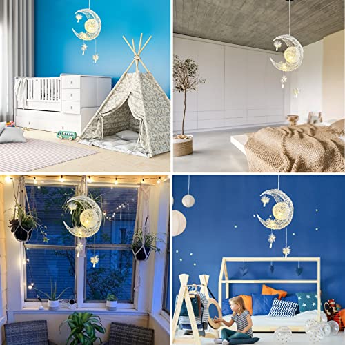 TISLYCO Kids Ceiling Light, Moon Chandelier, Girls Chandelier for Bedroom, Nursery Light Fixture - color: 23.62"x14.5"-Creative Moon Star Pendent Light