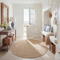 SAFAVIEH Area Rug 5' Round - Natural Fiber Collection - Natural & Beige, Seagrass, Basketweave Pattern with Border (NF114A) - color: Natural/Beige, size: 5' (Round)