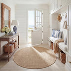 SAFAVIEH Area Rug 5' Round - Natural Fiber Collection - Natural & Beige, Seagrass, Basketweave Pattern with Border (NF114A) - color: Natural/Beige, size: 5' (Round)