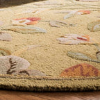 SAFAVIEH Blossom Collection 6' Round Green/Multi BLM785A Handmade Floral Premium Wool Area Rug - size: 6' (Round)