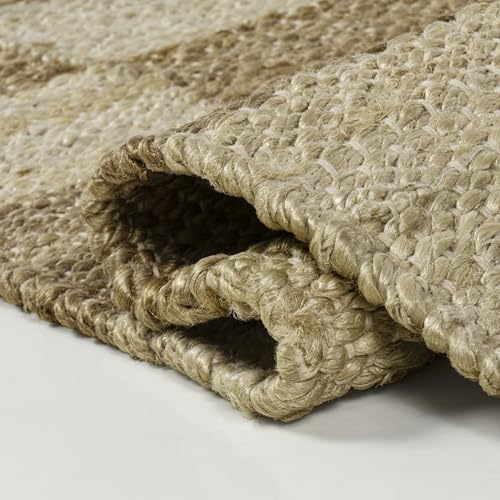 JONATHAN Y Theo Woven Jute Checkerboard Natural/Bleach Runner Rug, 2x10, Modern, Farmhouse, Rustic, Lodge, Easy-Cleaning for Living Room, Bedroom, Kitchen, Non-Shedding (NRF203C-210) - color: Natural/Bleach, size: 2' x 10' (Runner)