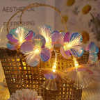 Fiber Optic Flower String Lights Battery Operated 5ft 10 LED Artificial Flower Garland Fairy Lights for Wedding Christmas Party Room Garden Decor (Warm White, 5ft) - size: 5ft