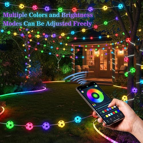 Soccer Ball String Lights - 10ft USB-Powered, 100 LED Warm White Balls, Soccer Party Decorations for Enthusiastic Fans, Sports Decorative Lights, Birthday Decorations, Soccer Gift - color: white