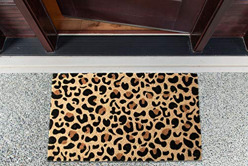 DII Colorful Design Natural Coir Doormat, 18x30, Leopard Spots