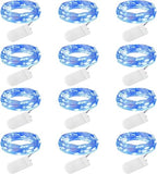 Brightown 12 Pack Led Fairy Lights Battery Operated String Lights Waterproof Silver Wire 7 Feet 20 Led Firefly Starry Moon Lights for DIY Wedding Party Bedroom Patio Christmas (12 Pack, Blue & White) - color: Blue & White, size: 12 Pack