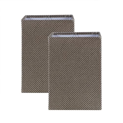 Aspen Creative 38703-2, K/D Hardback Square Contemporary Collapsible Spider Shade, (10+10)" Top x (10+10)" Bottom x 14-1/4" Height, Brown Rattan Look Linen Textured Fabric, Set of 2 - size: 10+10" Top x 10+10" Bottom x 14-1/8" Height